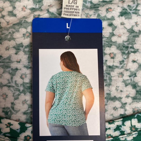 Lucky Bramd women’s short sleeve top size L green floral printed top NWT! - Picture 5 of 8
